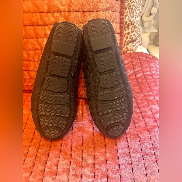 Coach Black Leather Loafers with gold Accent - Picture 3 of 8